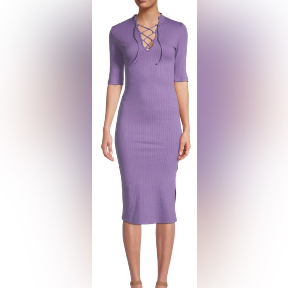 **NWT** Betsey Johnson Rib-Knit Lace-Up Bodycon Dress